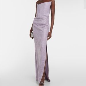 ROLAND MOURET Purple Asymmetric embellished gown Size 8 UK (4 US)